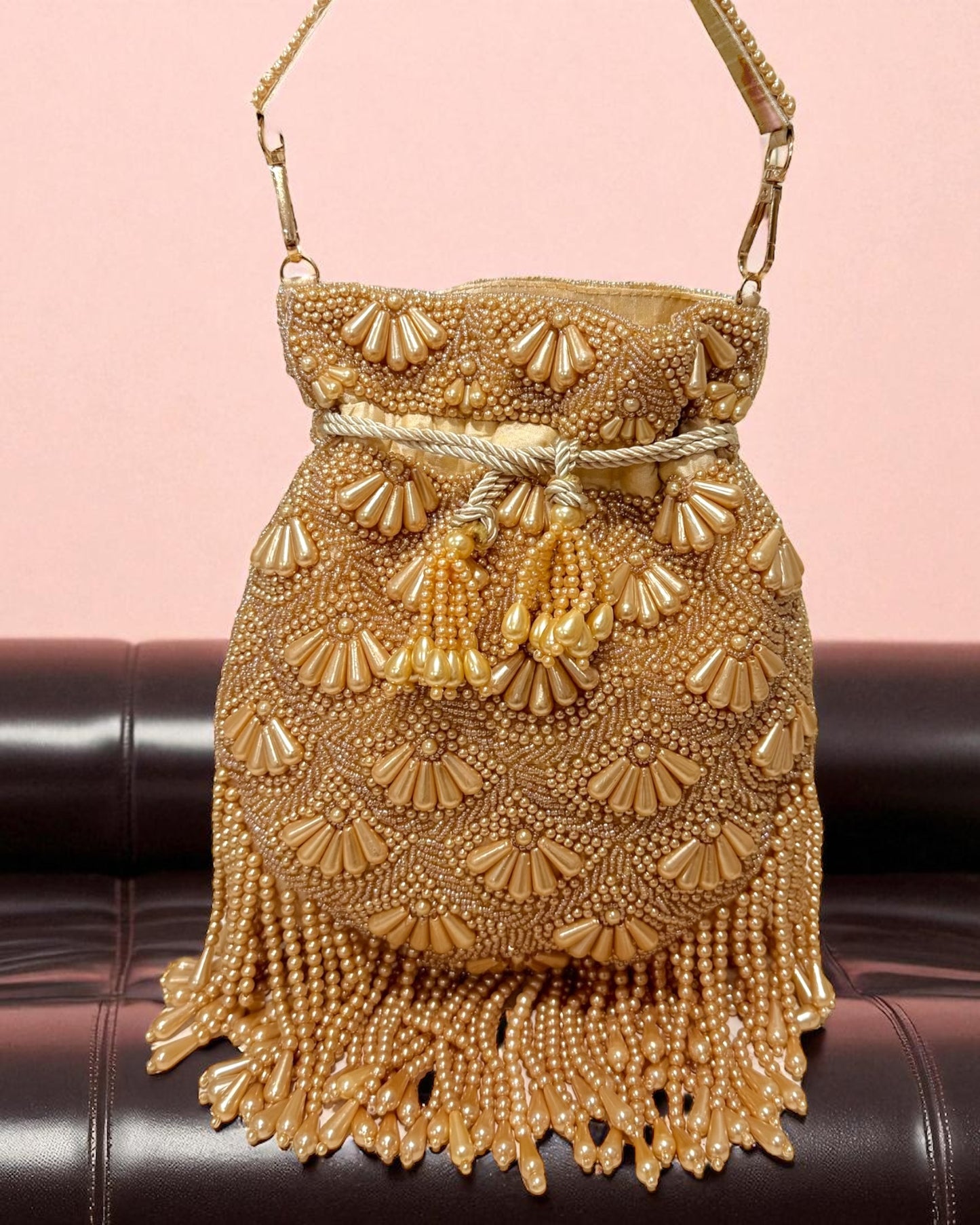 Nadia نادية Gold Pearl Bag