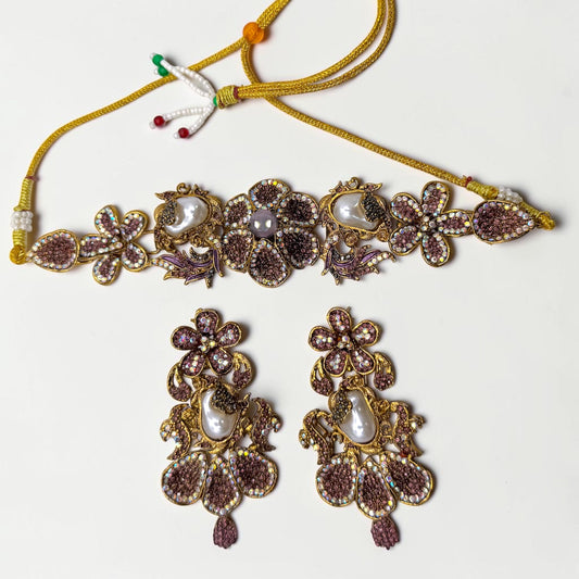 Melike Turkish Choker Set in Purple