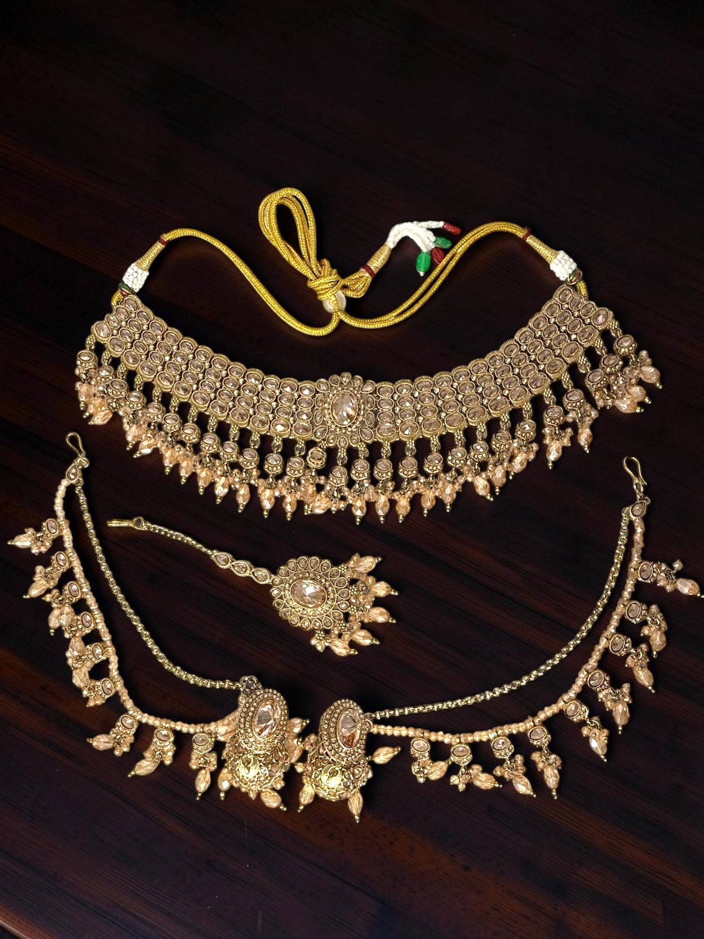 Ghina غنى Polki Bridal Set in Honey Gold