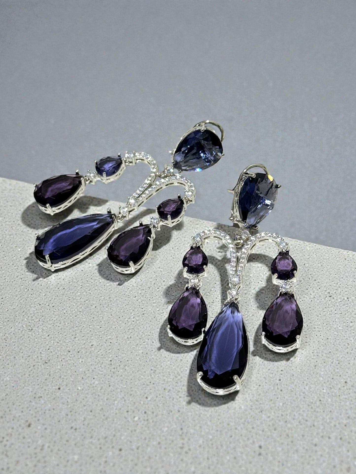 Jawhara جوهرة American Diamond Earrings in Purple