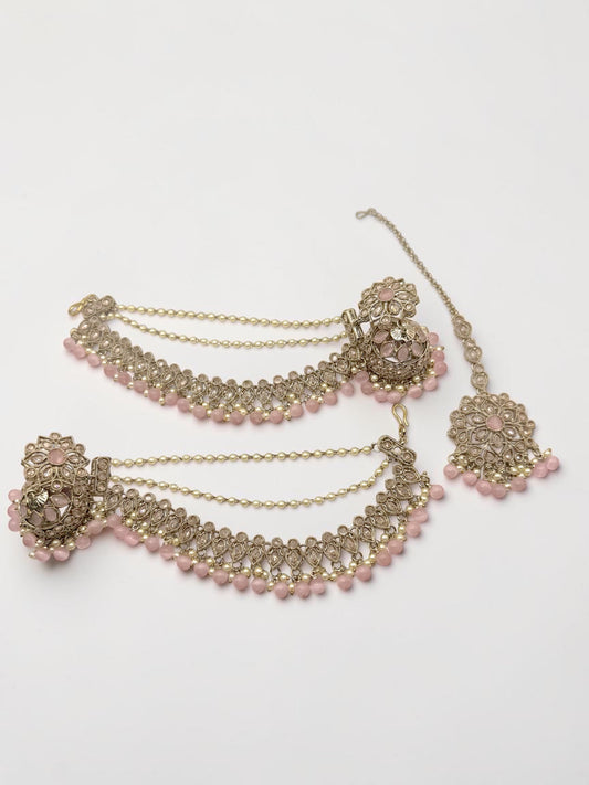 Avisha अविशा Polki Jhumkay Saharay in Pink
