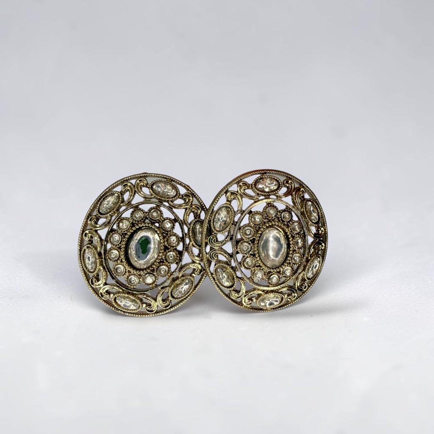 Suhaila سهيلة Kundan Studs in White Gold