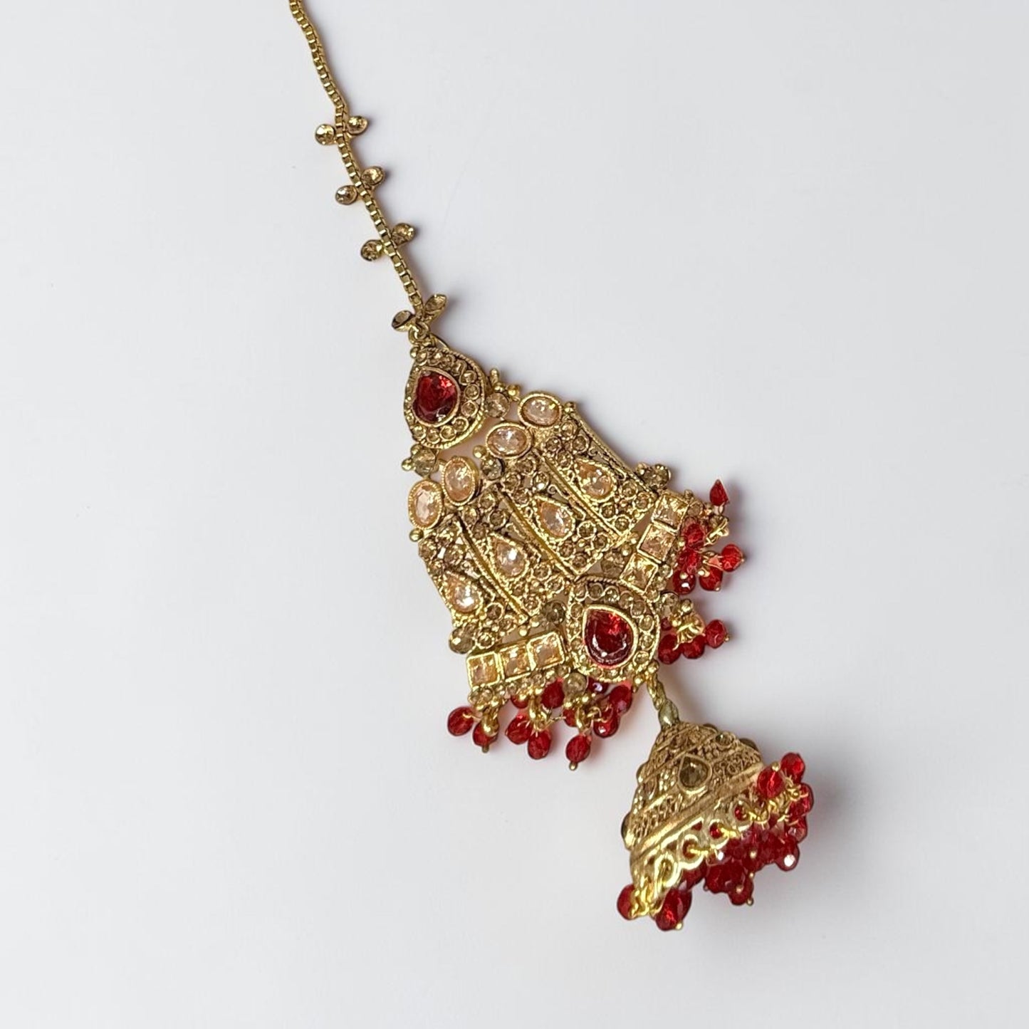Husna حسنى Bridal Set with Matha Patti in Red