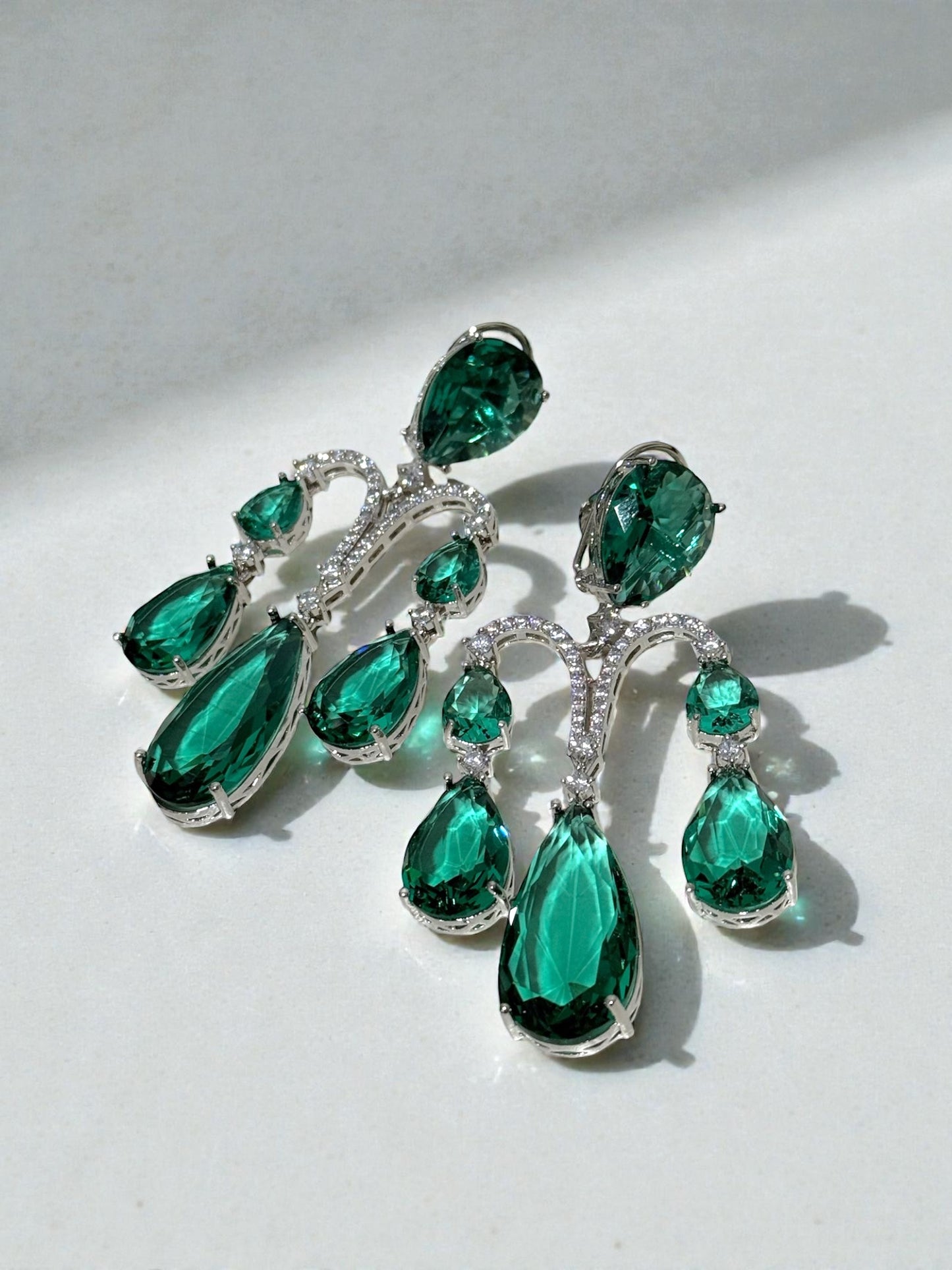Jawhara جوهرة American Diamond Earrings in Teal