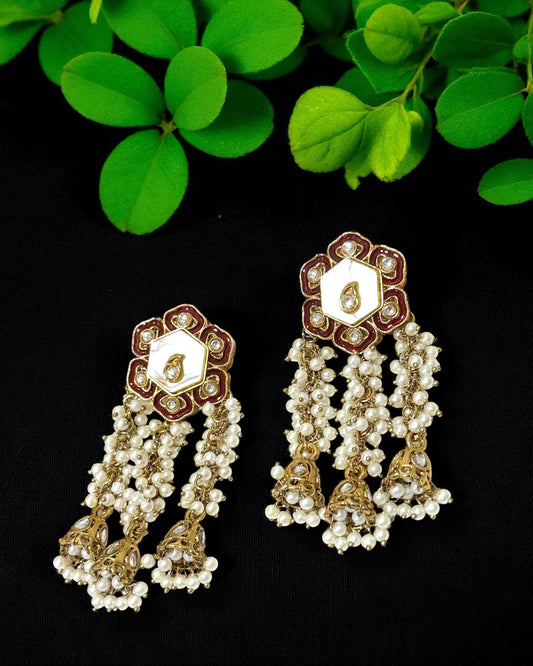 Anjali अंजली Traditional Earrings in Maroon