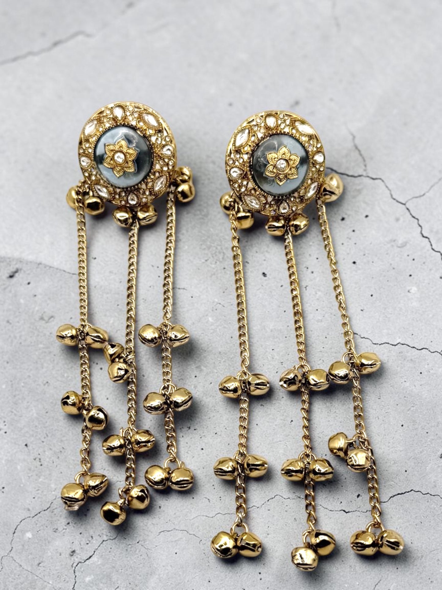 Pallavi पल्लवी Kashmiri Earrings in Grey