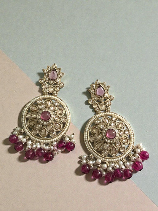 Aamina آمنة Polki Earrings in Purple