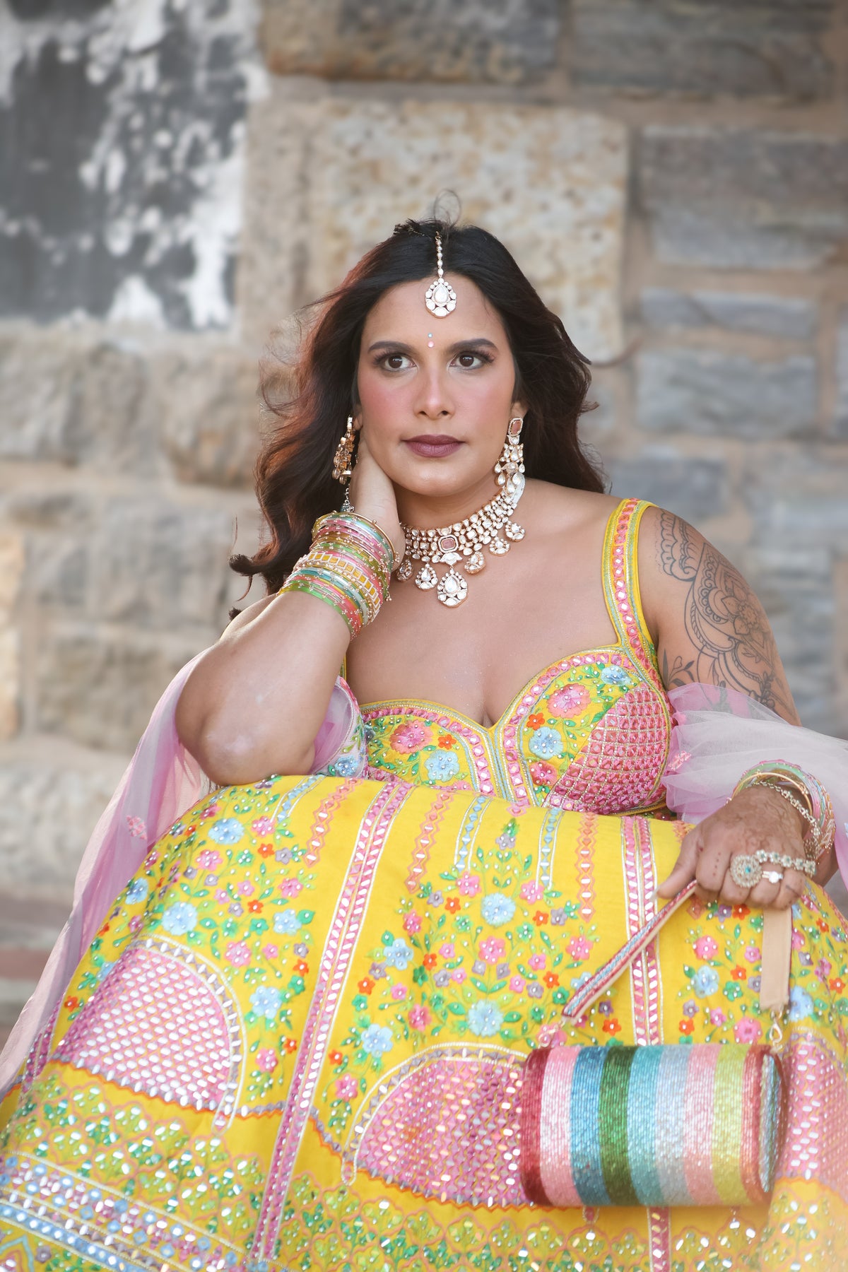 Malvika मालविका Moissanite Choker Set in Pink