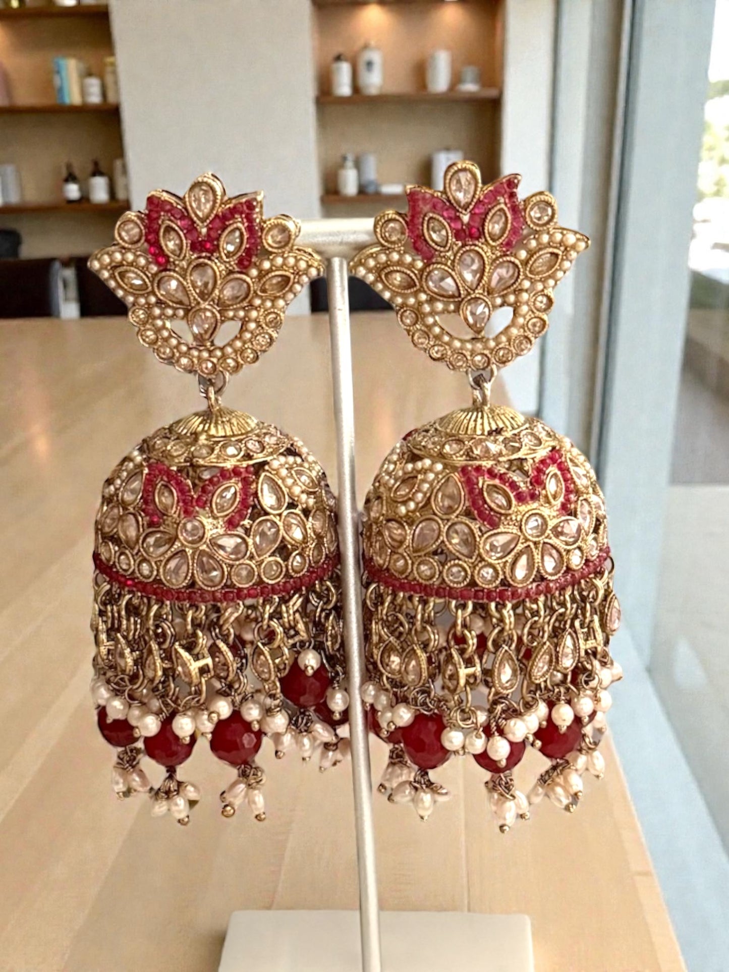 Lubna لبنى Polki Choker Set in Maroon