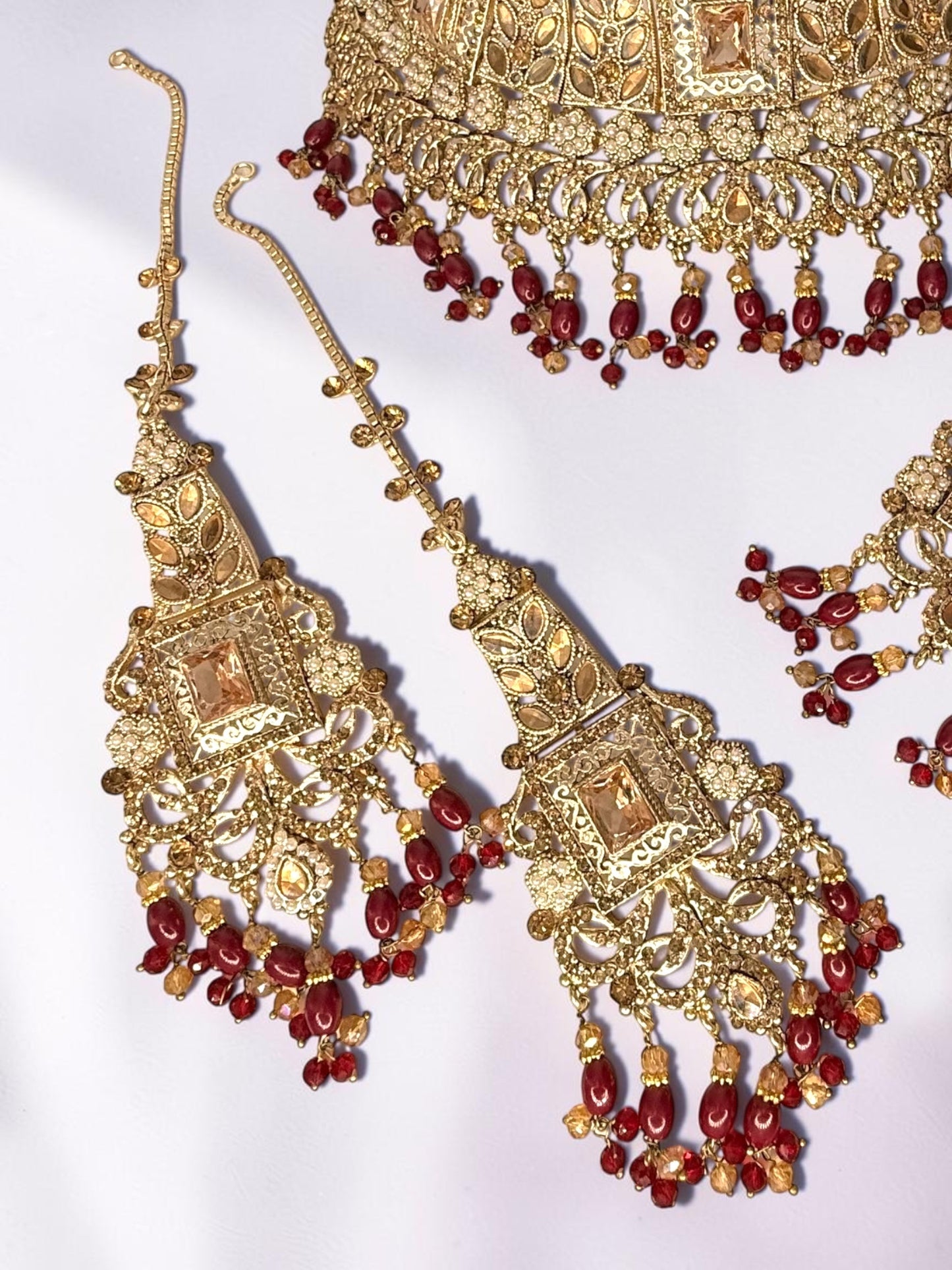 Rahma رحمة Bridal Set in Gold and Maroon