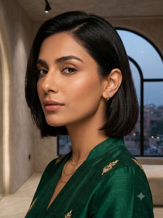 Nayana नयना Gold Huggie Hoops - 18k Gold Plated and Stainless Steel