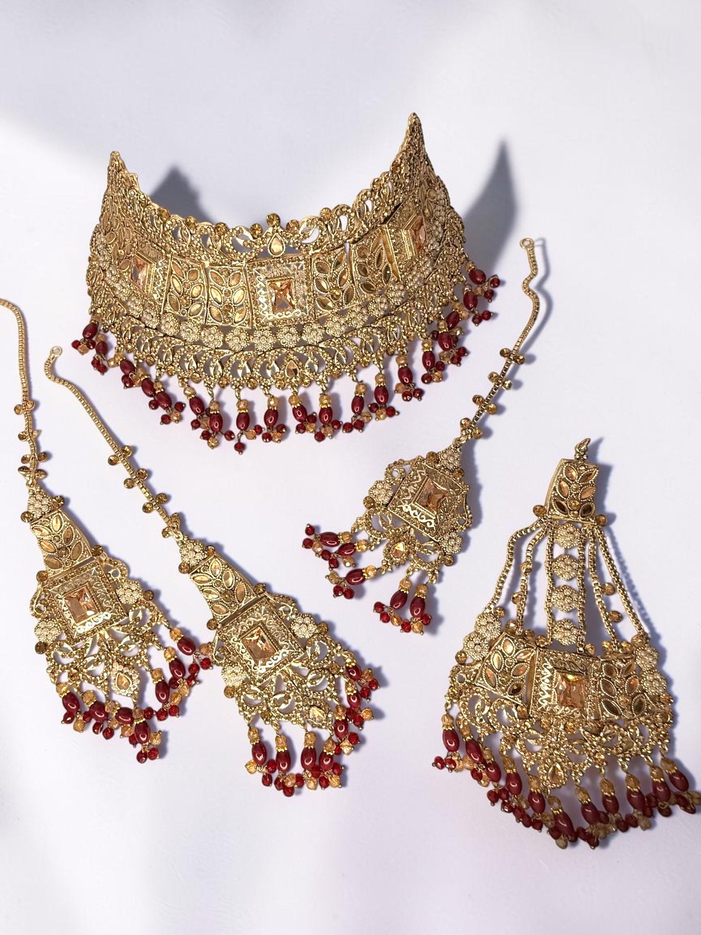 Rahma رحمة Bridal Set in Gold and Maroon