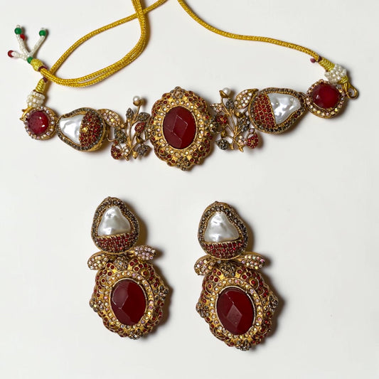 Alara Turkish Choker Set in Red