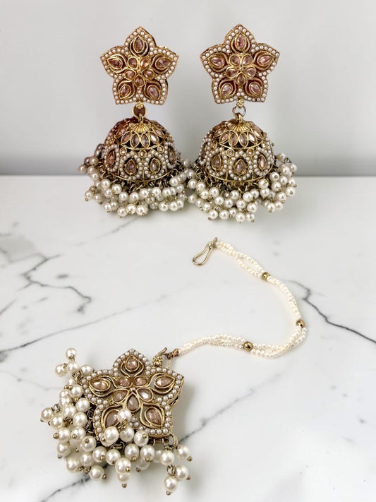 Jhanak झनक Jhumka & Tika Set in White