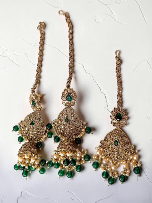 Sabreen صابرين Polki Bridal Set in Green