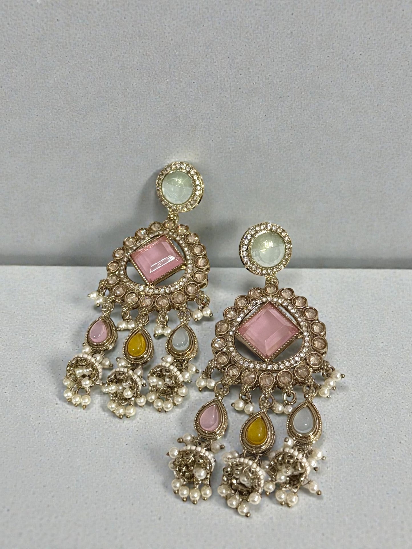 Iqra اقرأ Polki Earrings in Pastel Multicolor