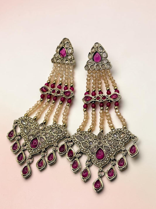 Mahima महिमा Earrings in Hot Pink