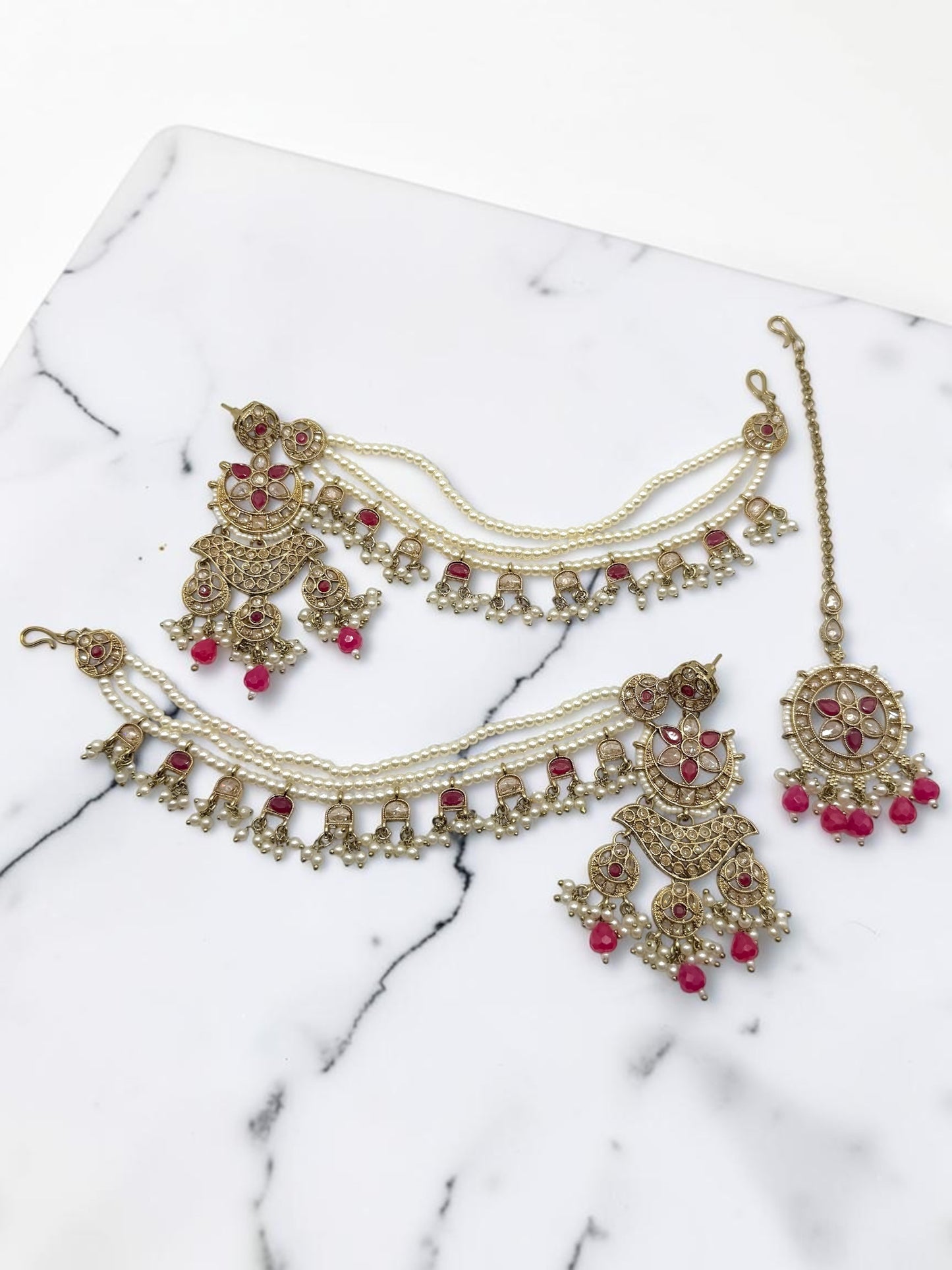 Ambalika अंबालिका Polki Earring Saharay in Hot Pink