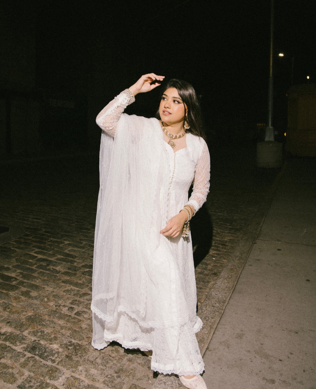 Bespoke Pari پری White Lace Anarkali