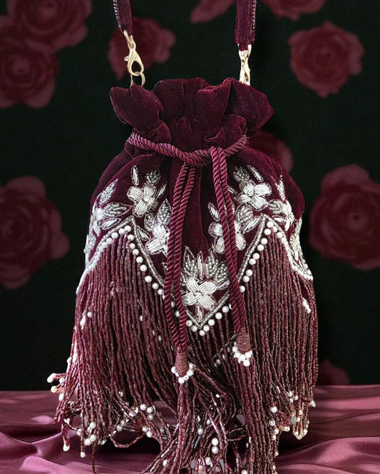 Javeriyah جويرية Potli Bag in Wine