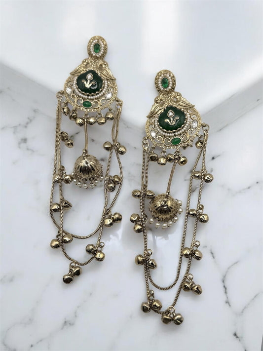 Malati मालती Kashmiri Earrings in Green