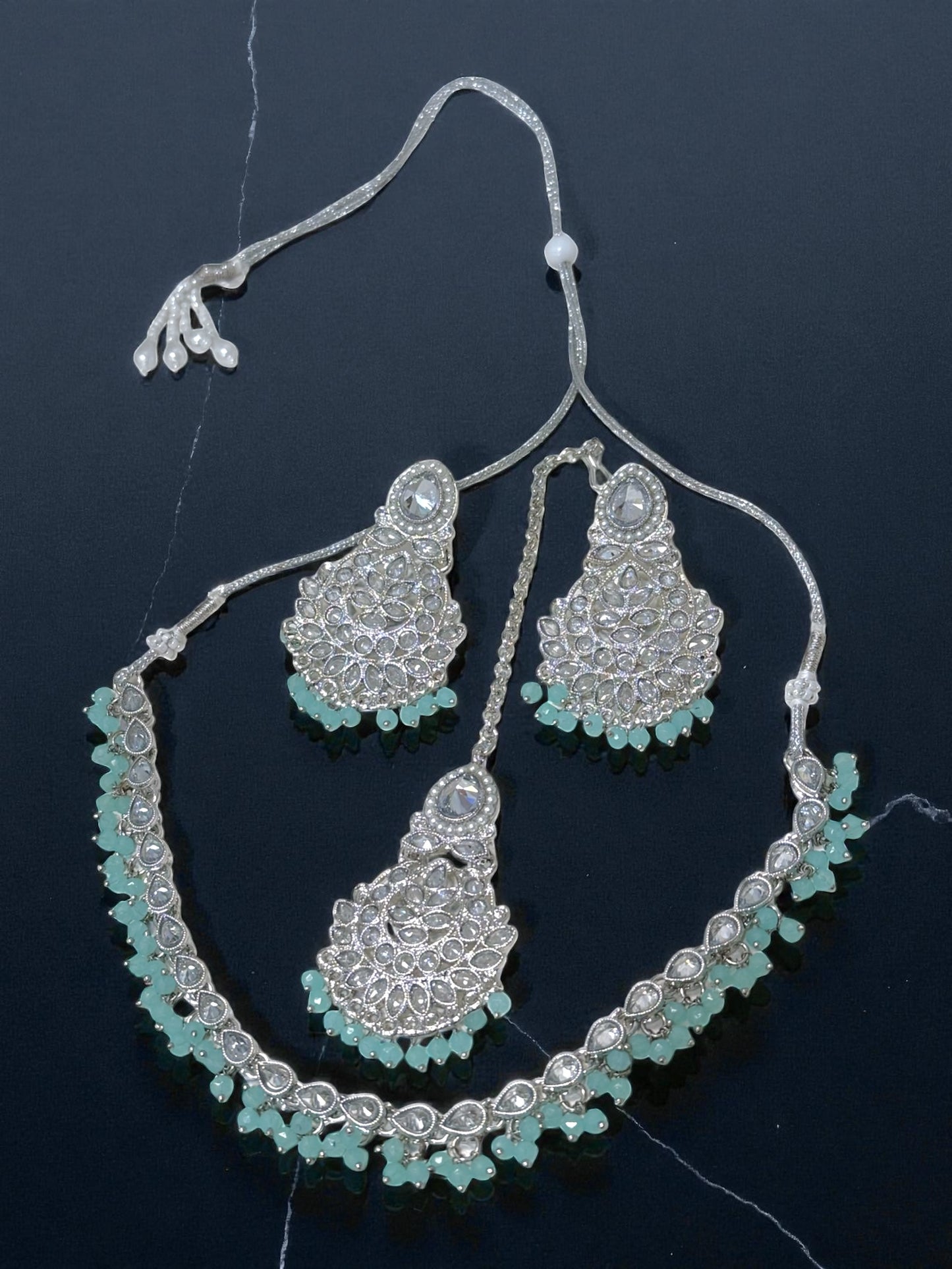 Hira حرا Danity Set in Sky Blue & Silver