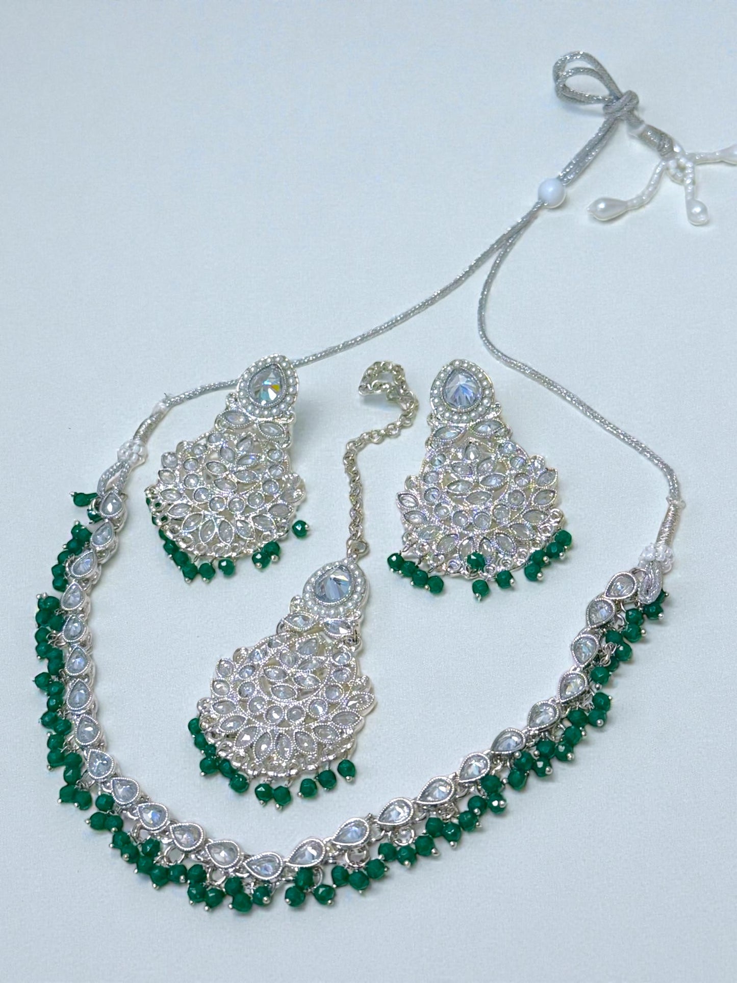 Hira حرا Danity Set in Green & Silver