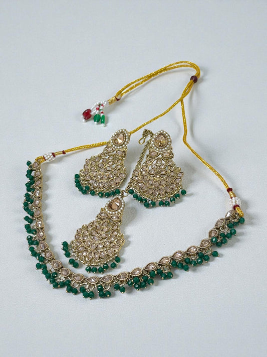 Hira حرا Danity Set in Green & Gold