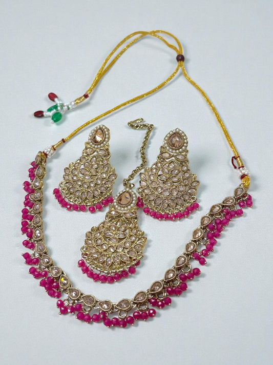 Hira حرا Danity Set in Hot Pink & Gold