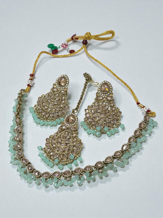 Hira حرا Danity Set in Mint & Gold
