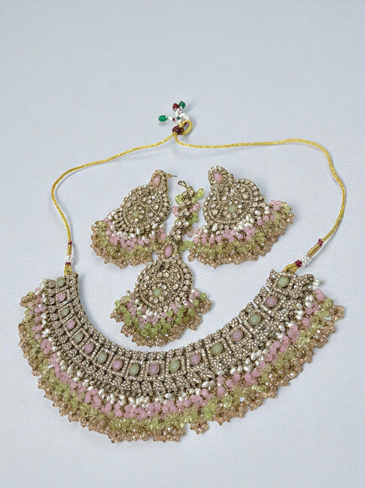 Inaya عنایہ Semi-Bridal Set in Pink and Mint