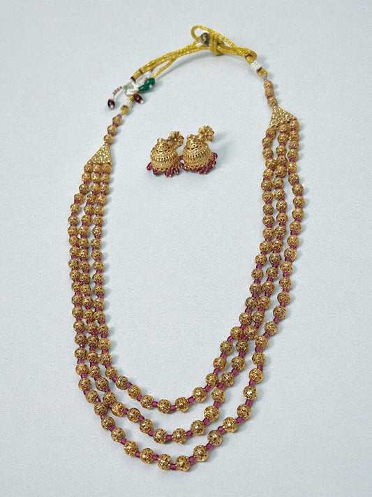 Saba صبا Gold Plated Mala Set in Ruby