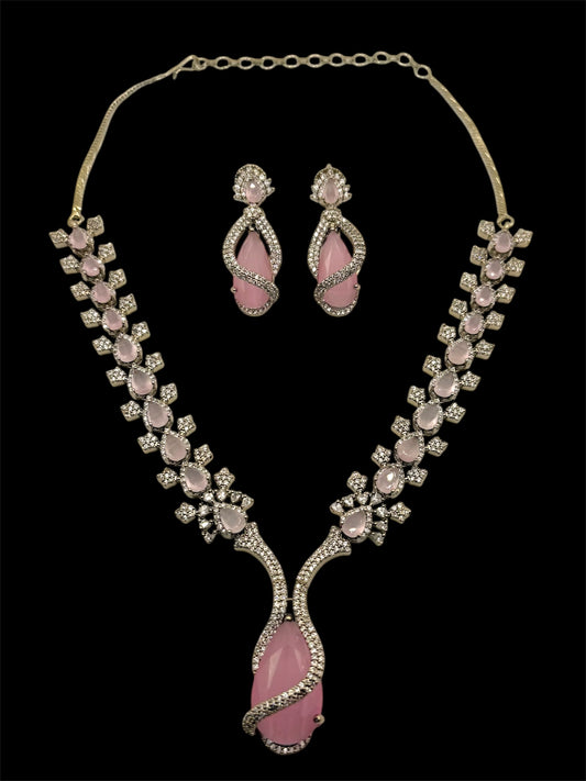 Narmin نرمين American Diamond Set in Pink over Gold