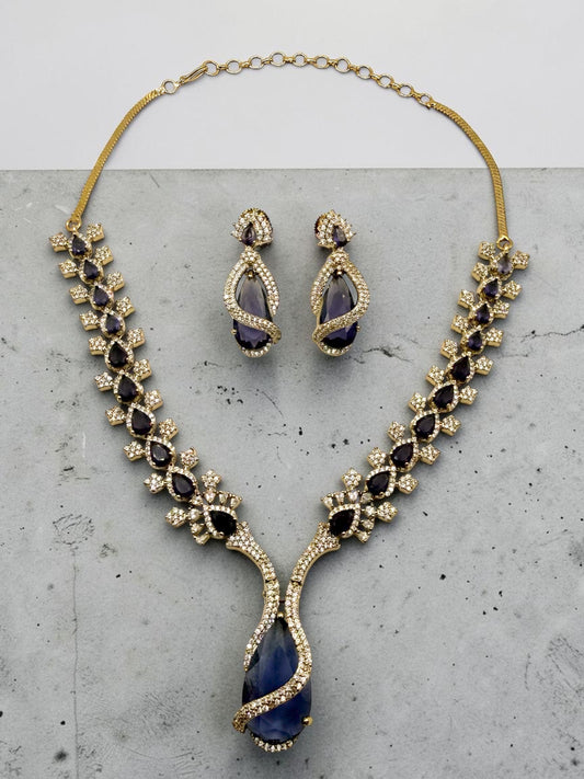 Narmin نرمين American Diamond Set in Purple over Gold