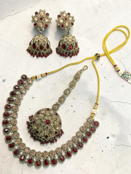 May مي Polki Set in Maroon