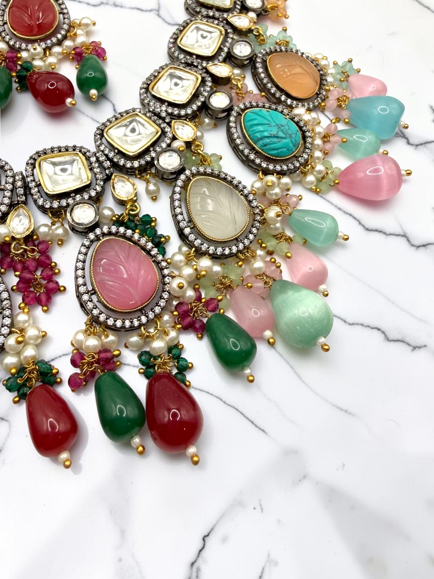 Shadia شادية Gold Plated Tyaani Kundan Set in Multicolor