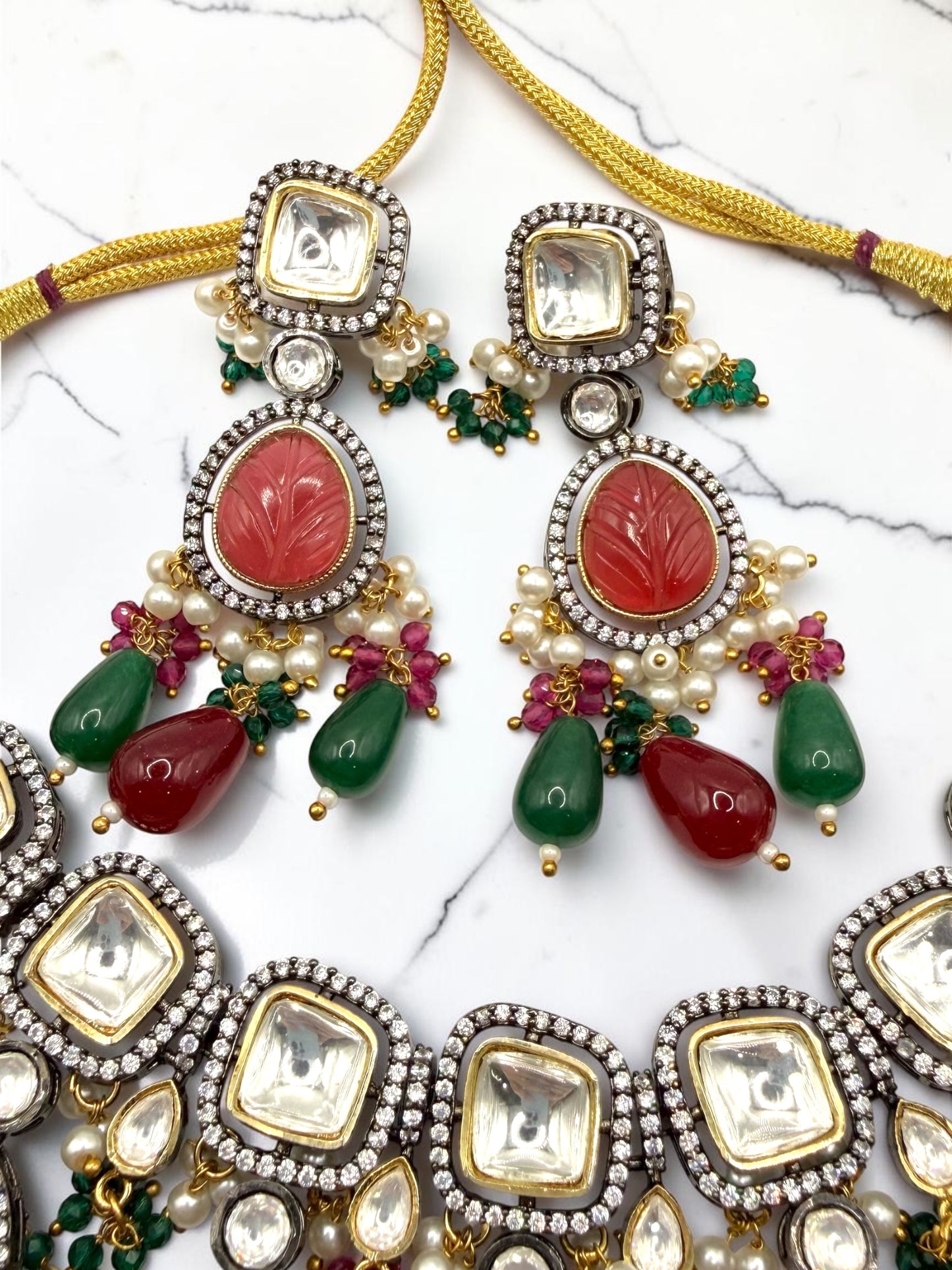 Shadia شادية Gold Plated Tyaani Kundan Set in Multicolor