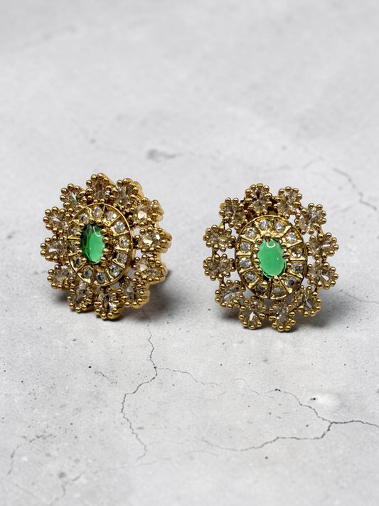 Amaya अमाया Gold Plated Layered Victorian Set in Green