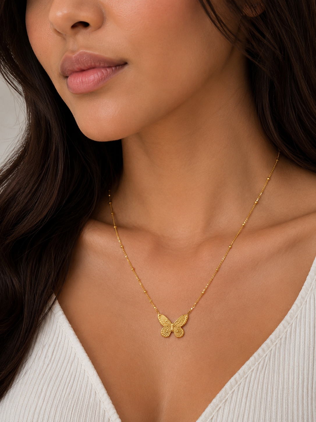 Butterfly Necklace - 18k Gold Plated and Stainless Steel