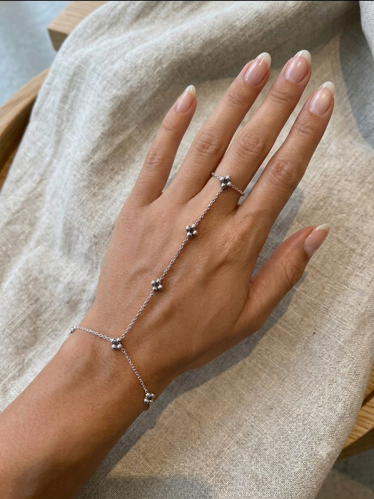 Henna حِنَّة Hand Chain in Silver for Adults - Tarnish-Free Stainless Steel