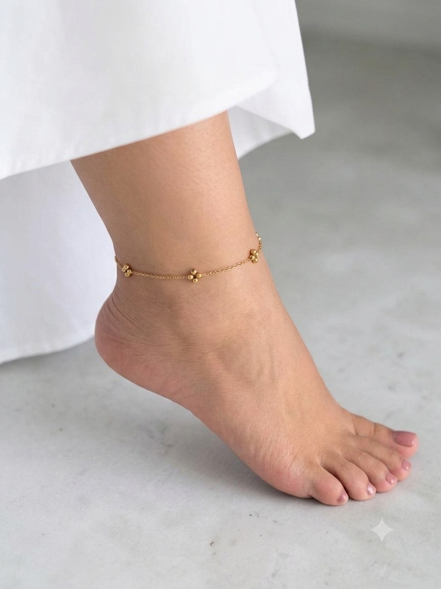 Henna حِنَّة Anklet in Gold for Adults - 18k Gold Plated and Stainless Steel