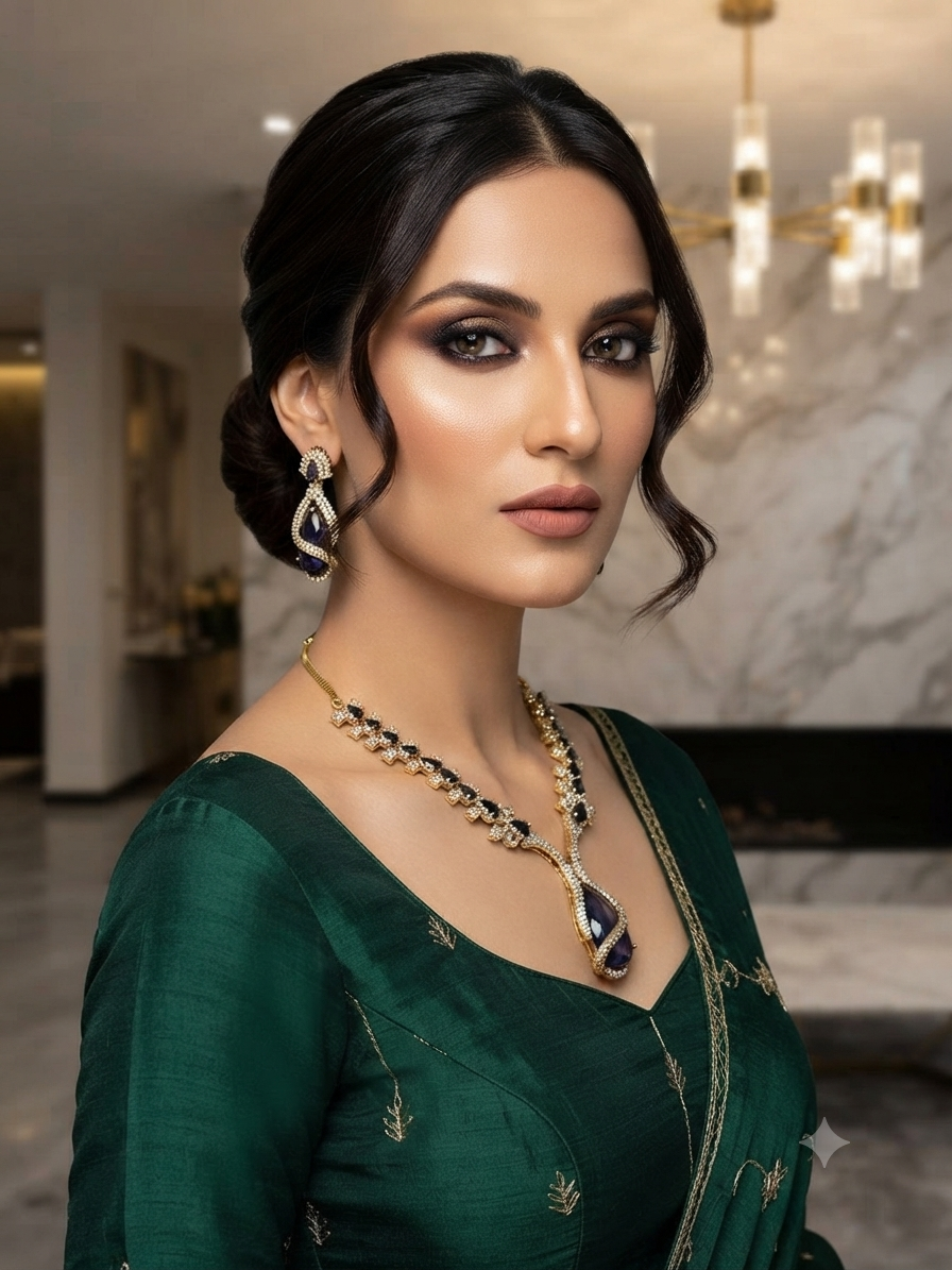 Narmin نرمين American Diamond Set in Purple over Gold