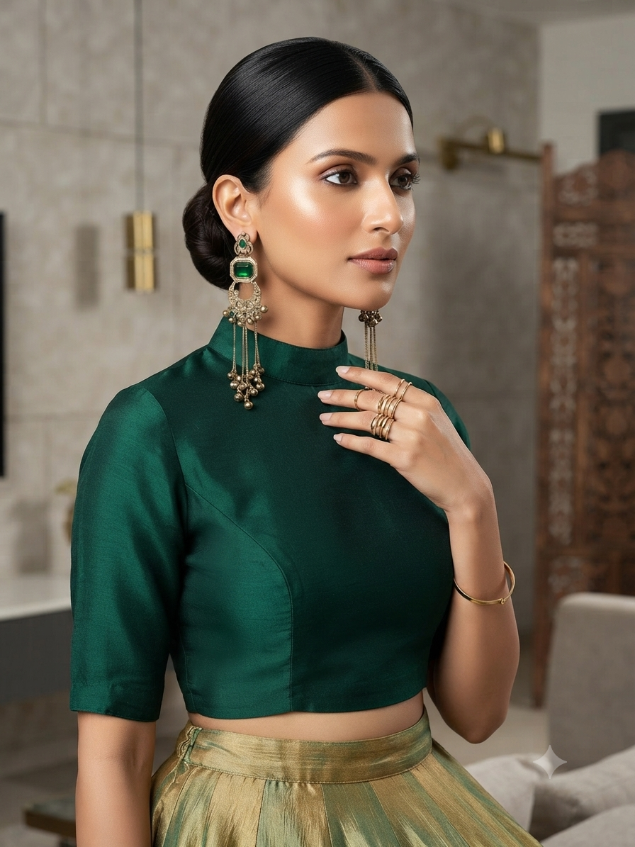 Anuradha अनुराधा Kashmiri Earrings in Green