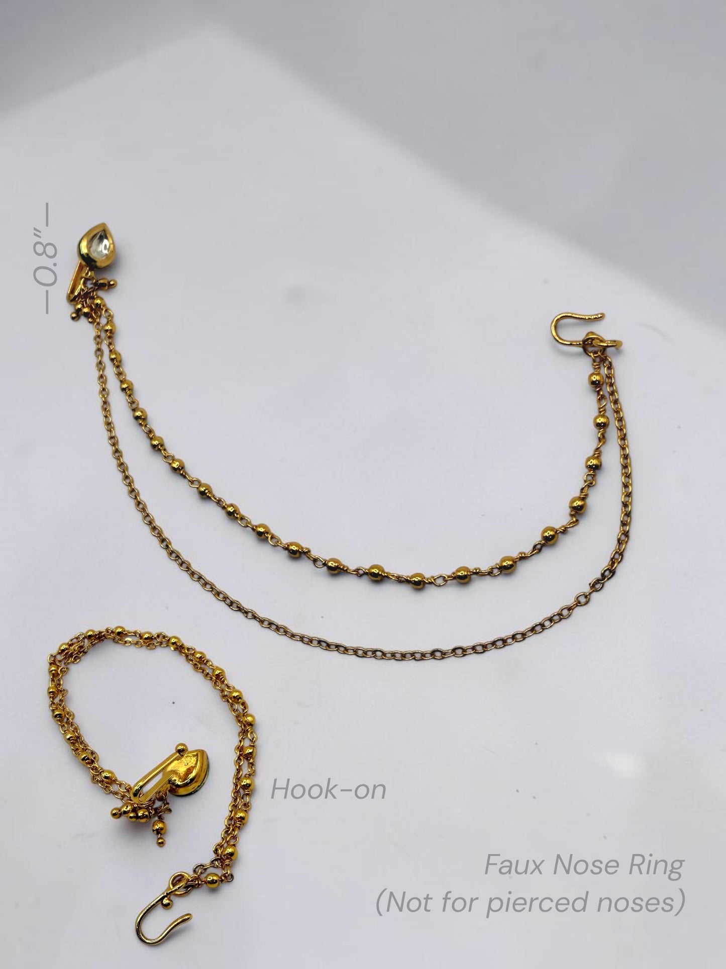 Tear Shaped Kundan Faux Nose Pin