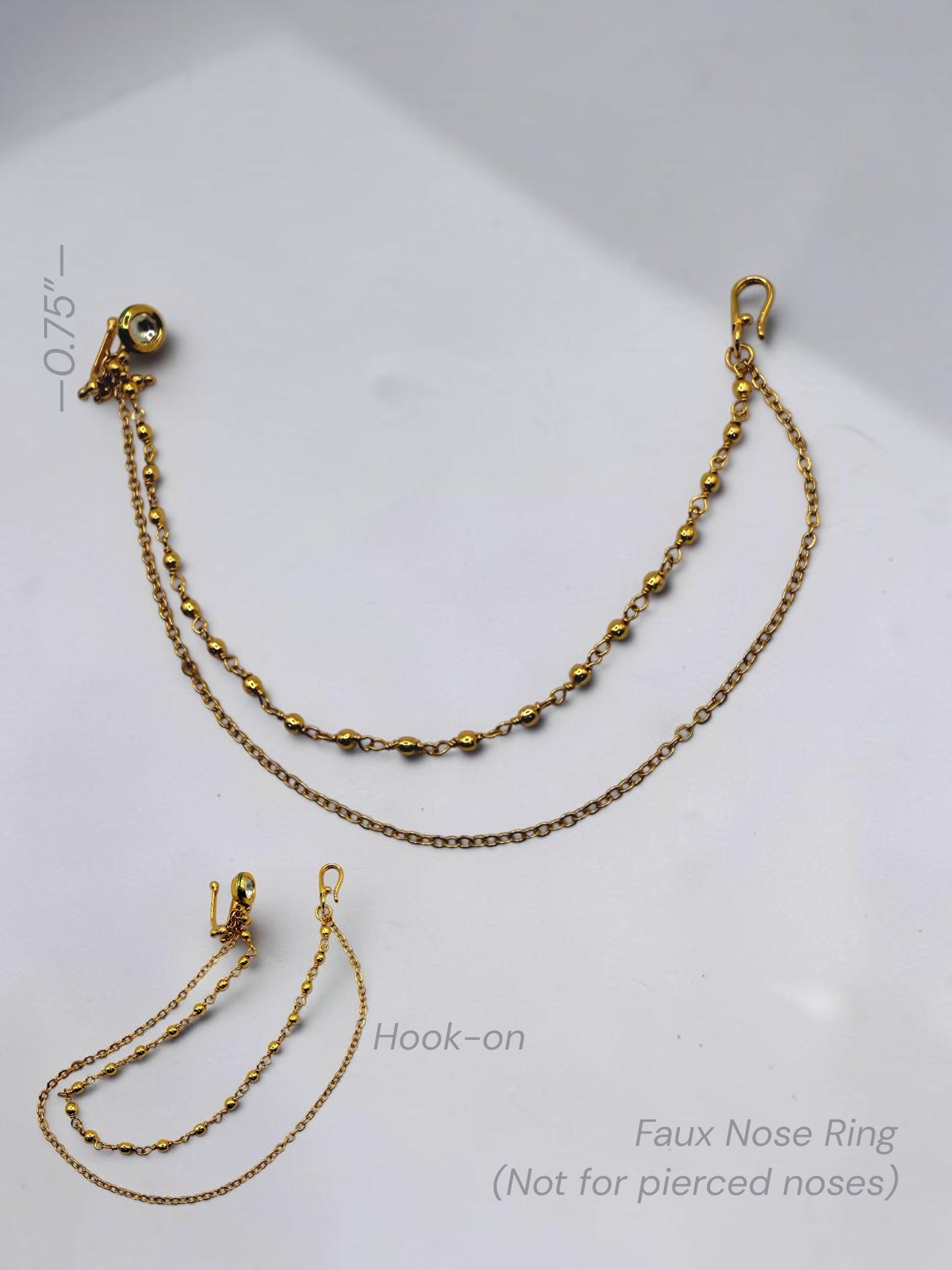 Round Kundan Faux Nose Pin