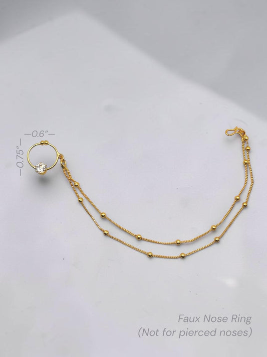 Faux Round Nose Ring in White