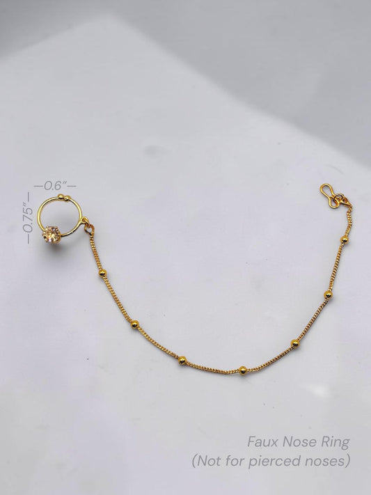 Faux Round Nose Ring in Gold