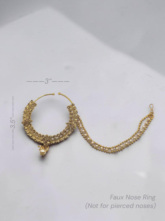 Extra Large Faux Nose Ring in Gold