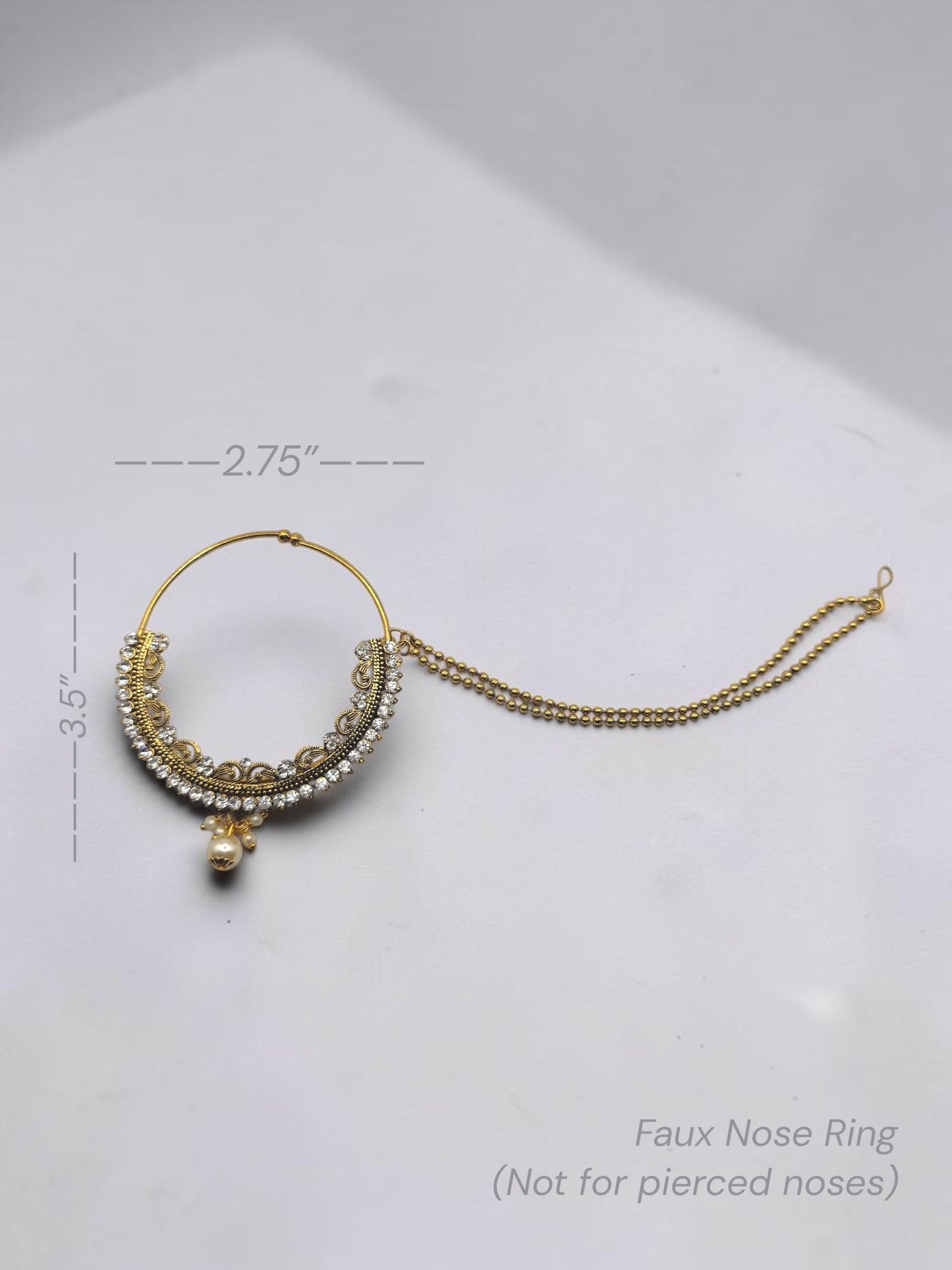 Extra Large Faux Nose Ring in White Gold