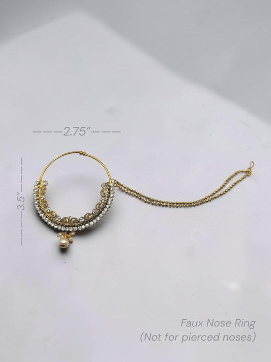 Extra Large Faux Nose Ring in White Gold